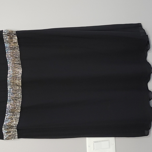 Black Beaded Chiffon Cocktail Dress, Size 10 - Picture 5 of 16